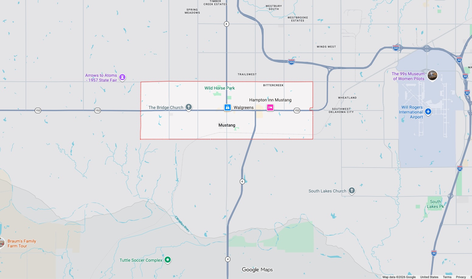 Precision Garage Door Service® of Mustang map